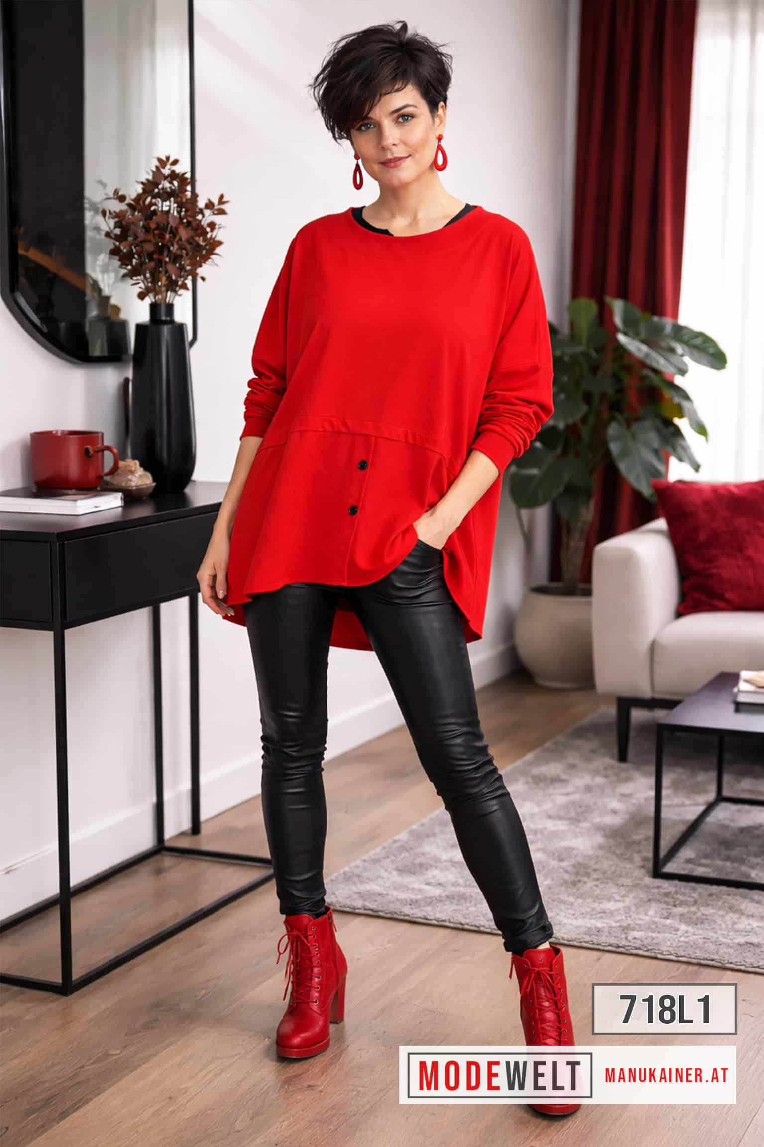 SweaterShirt Cindy Red |Gr. UNI 38-48+|