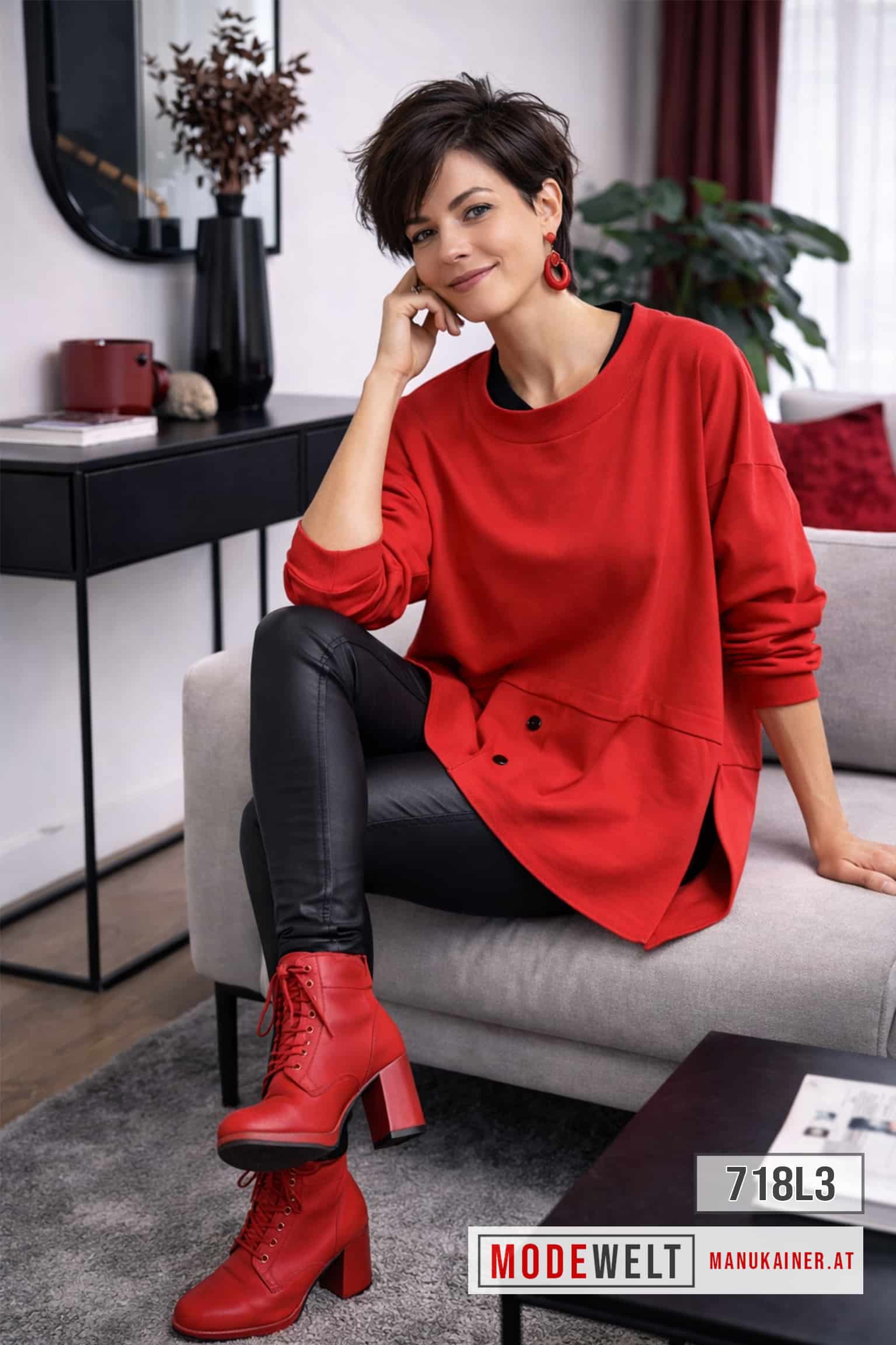 SweaterShirt Cindy Red |Gr. UNI 38-48+|