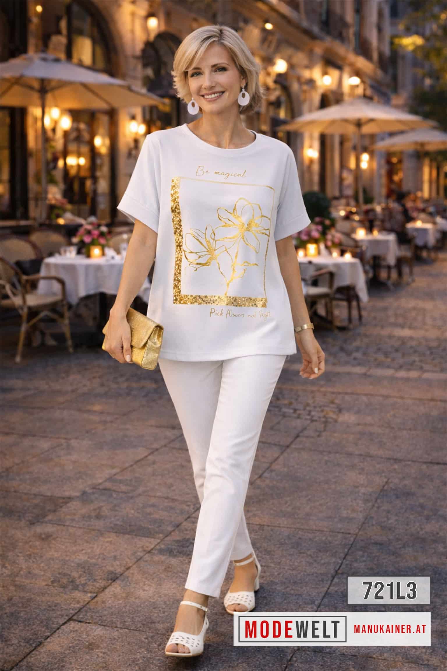 DesignShirt Golden Bloom White |Gr. UNI 38-48+|
