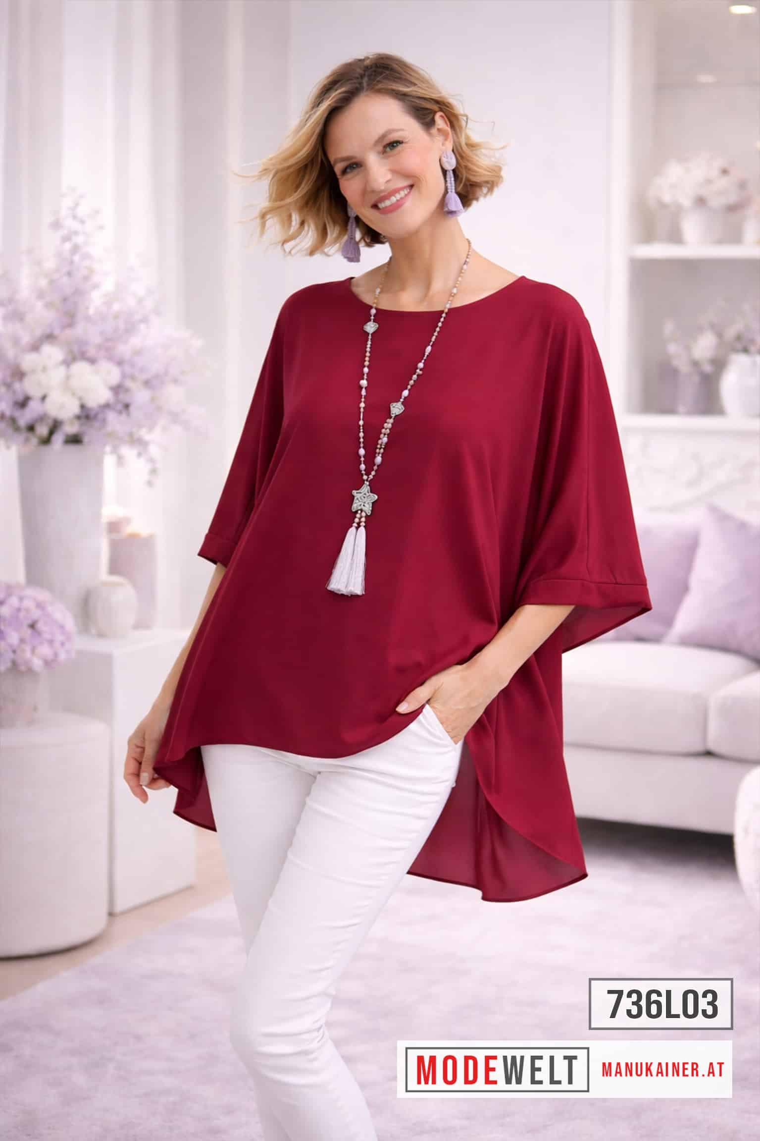 FledermausBluse Lady jetzt auch in  Bordeaux & Flieder |Gr. UNI 36-48+|