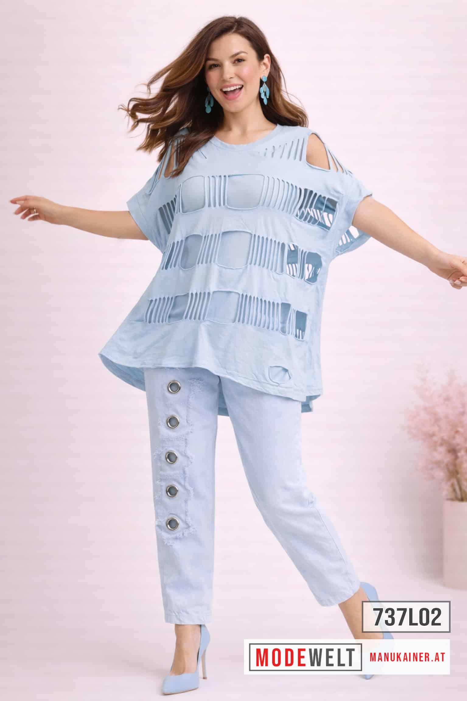 DesignShirt Rebel Chic Pink-Rosé & Ice Blue |Gr. UNI 38-46|