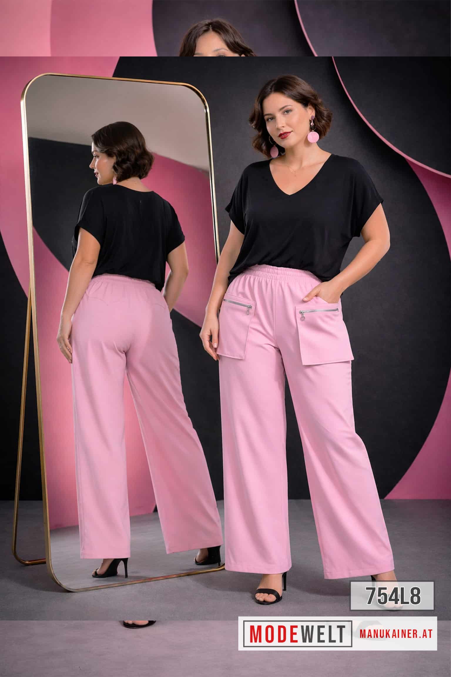Trendhose Mia Rosa Schwarz & Pink Delight |Gr. 44 bis 50+|