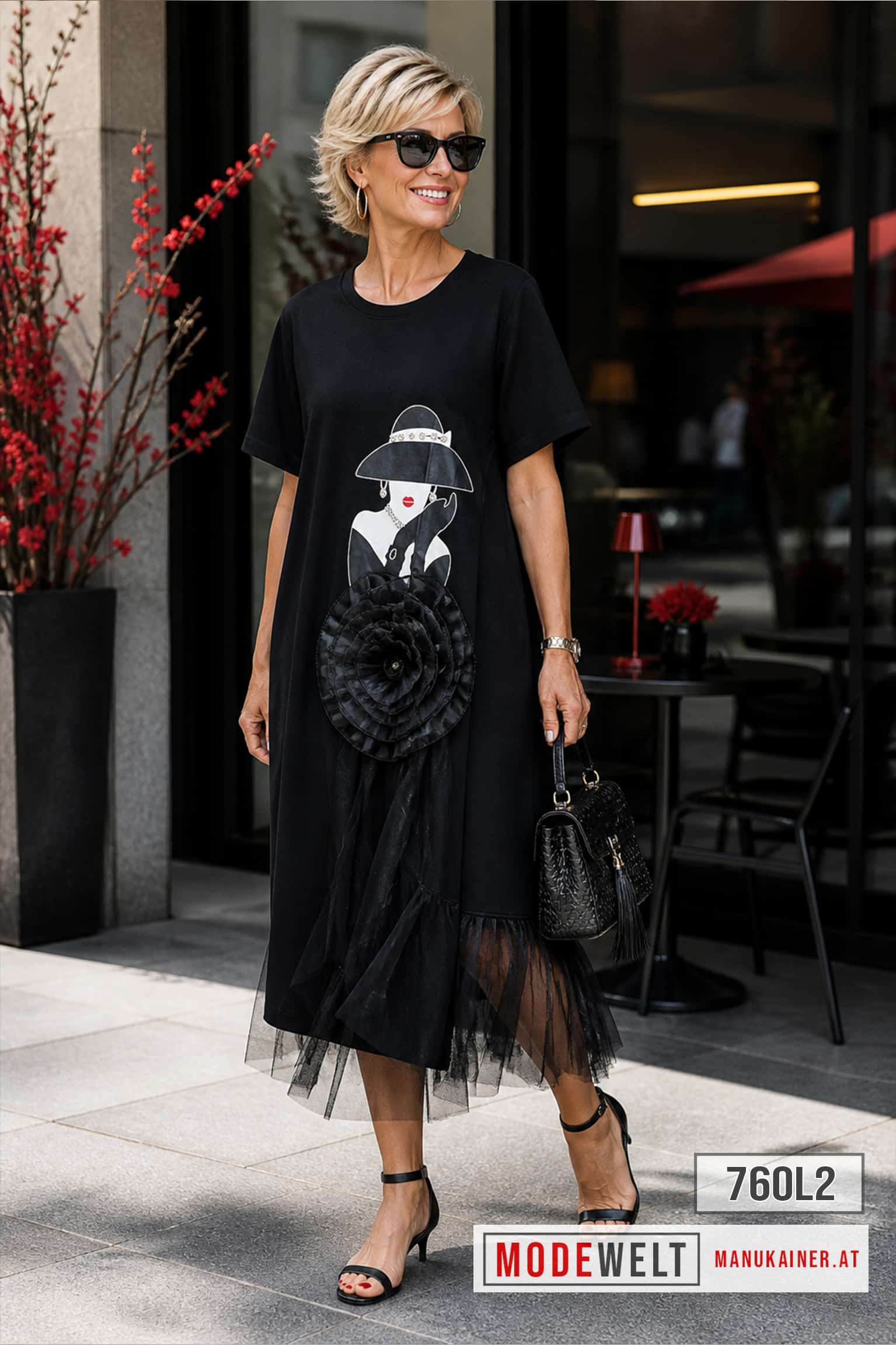 Kleid Lady Black Flower |Gr. UNI 38-46|