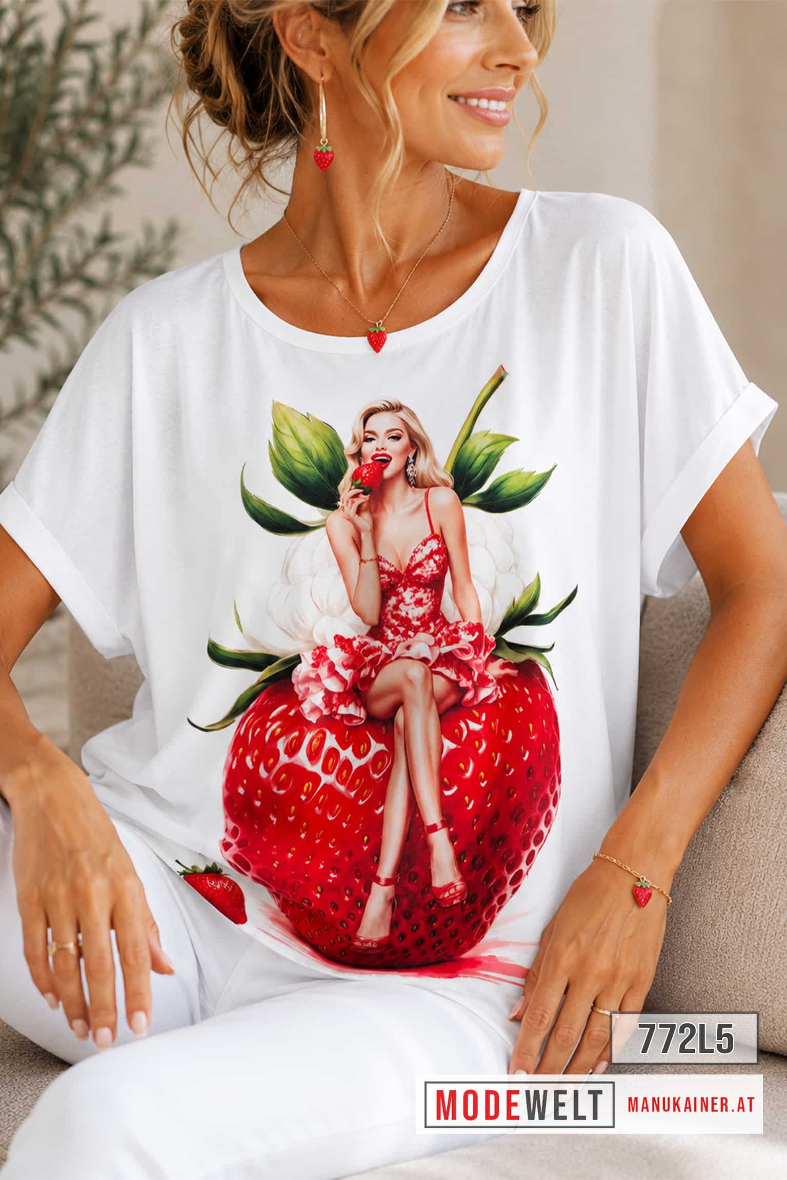 ViskoseShirt Miss Strawberry |Gr. UNI 36-46|