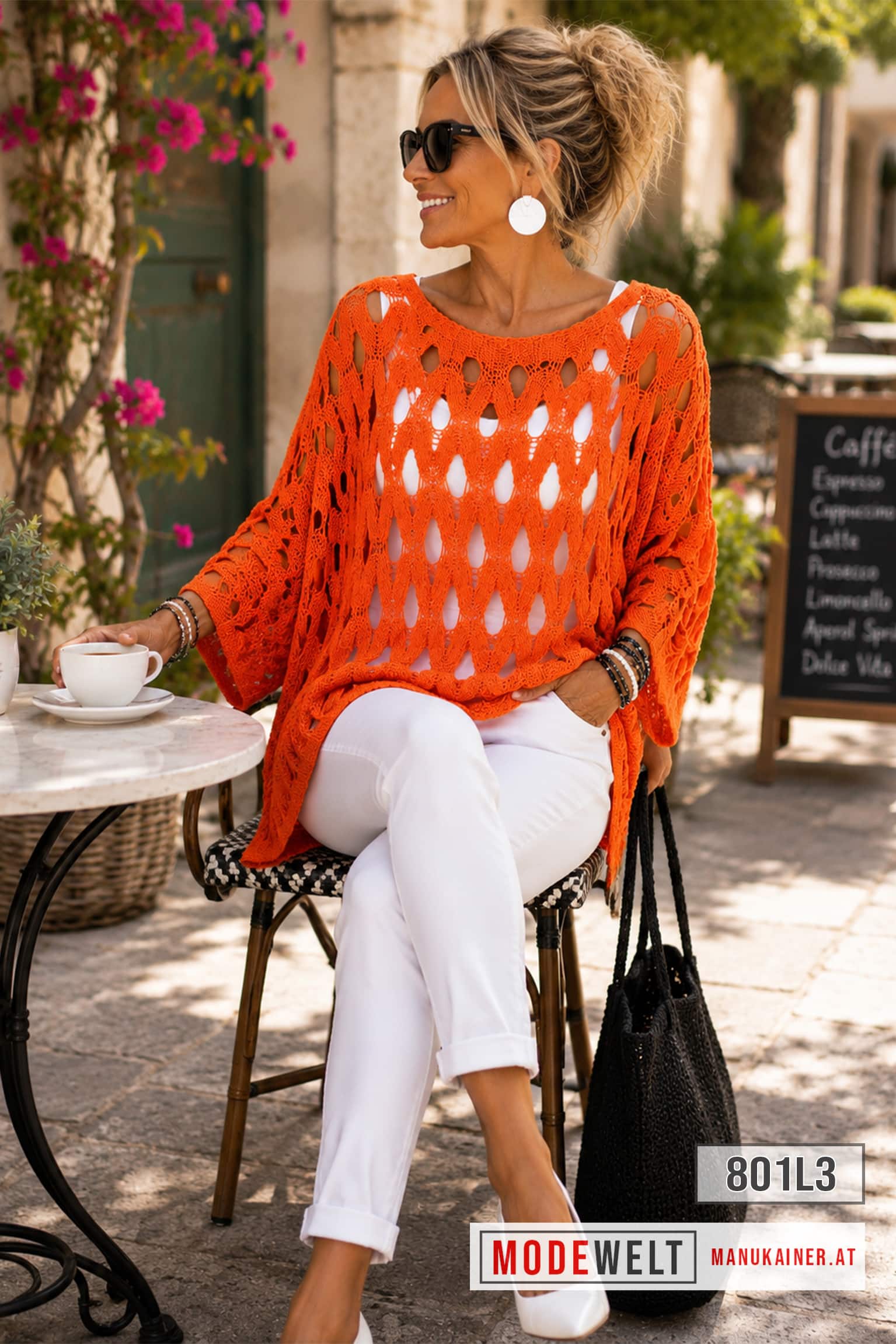 NetzPulli BellaDonna Black & Orange |Gr. UNI 36-48|