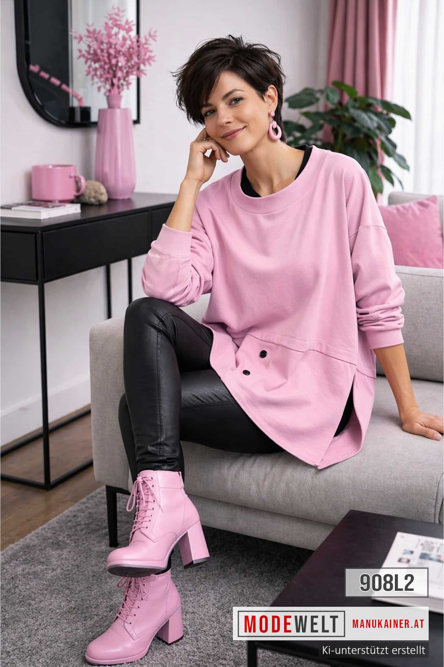 SweaterShirt Cindy Pink Delight & Red |Gr. UNI 42-48+|