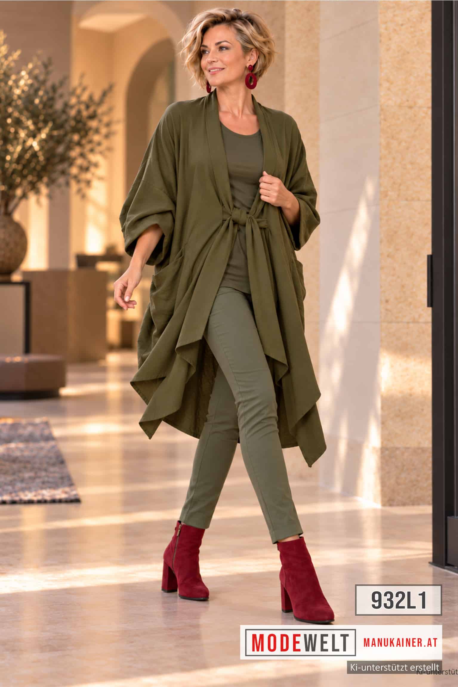 OversizedMantel Tamara, Olive |Gr. UNI 40-52/54|