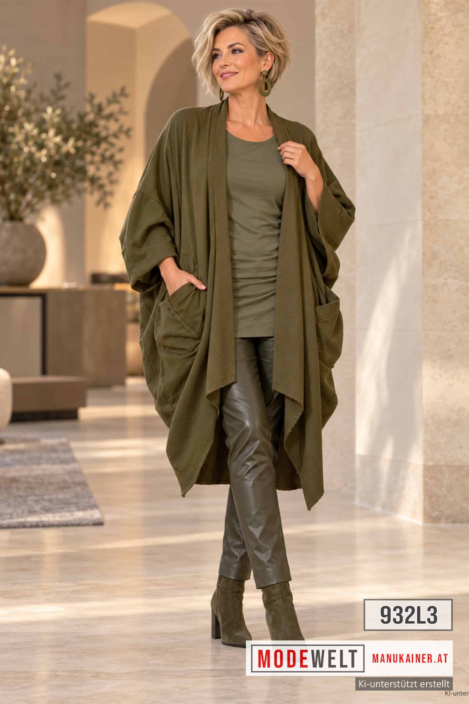 OversizedMantel Tamara, Olive |Gr. UNI 40-52/54|